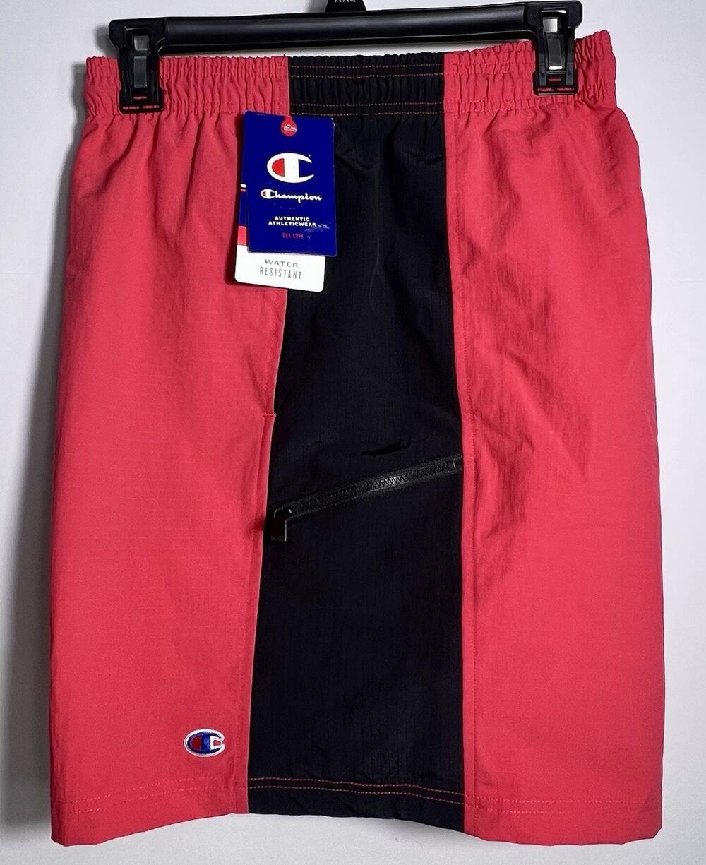 Champion 2XL 7in Hybrid Short Red Black Activewear Swim Trunks Water Resistant